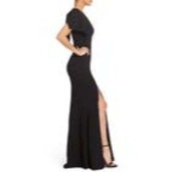 NWT Dress The Population M Black Maxi One Shoulder Gown - Picture 2 of 16